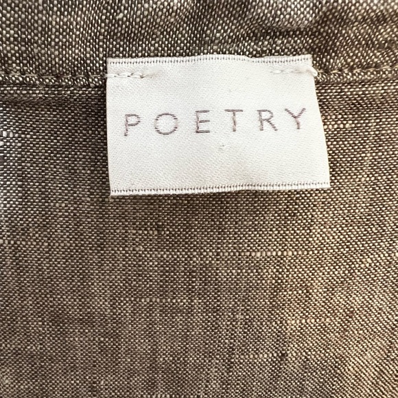 Poetry Linen Dress Button Front Short Sleeve V-Neck Minimalist Lagenlook Sz 8 - Picture 7 of 12